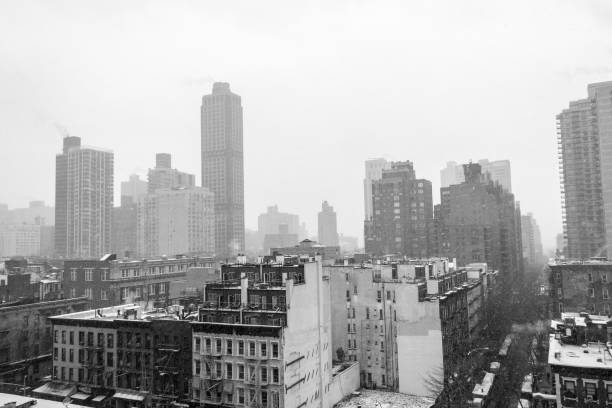 Winter blizzard from a rooftop in Manhattans Upper East Side (NYC, USA)