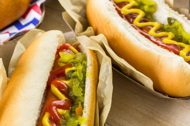 Baseball party food with balls and glove stock photo