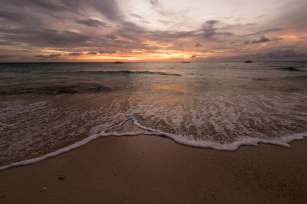 Beautiful sunset at the beach in Boracay at the Philippines - travel destination concepts