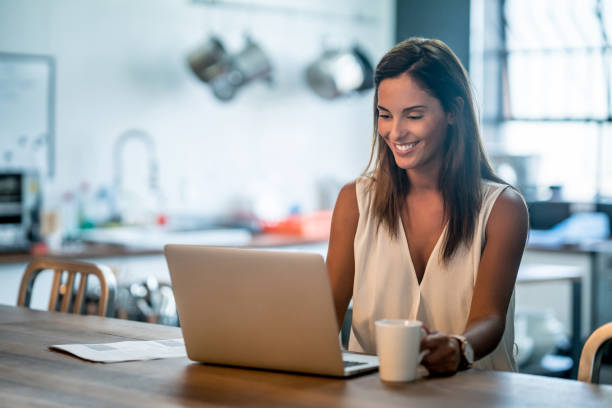 istock Woman working online at a cafe 642981436