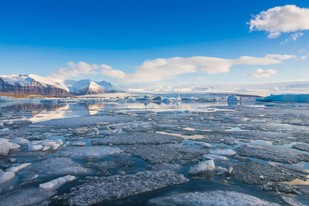 istock Iceland winter lake with blue sky 642983756
