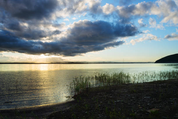istock View of the evening on the Amur River. 642987874