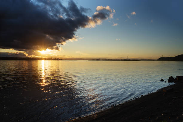 istock View of the evening on the Amur River. 642987888