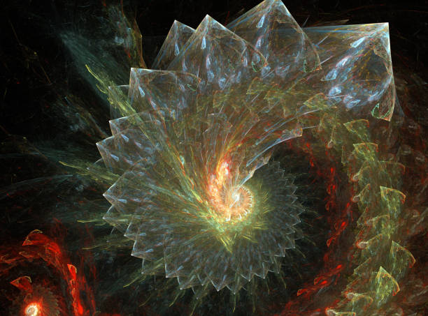 istock Abstract illustration of a fractal pattern on black background 643001202