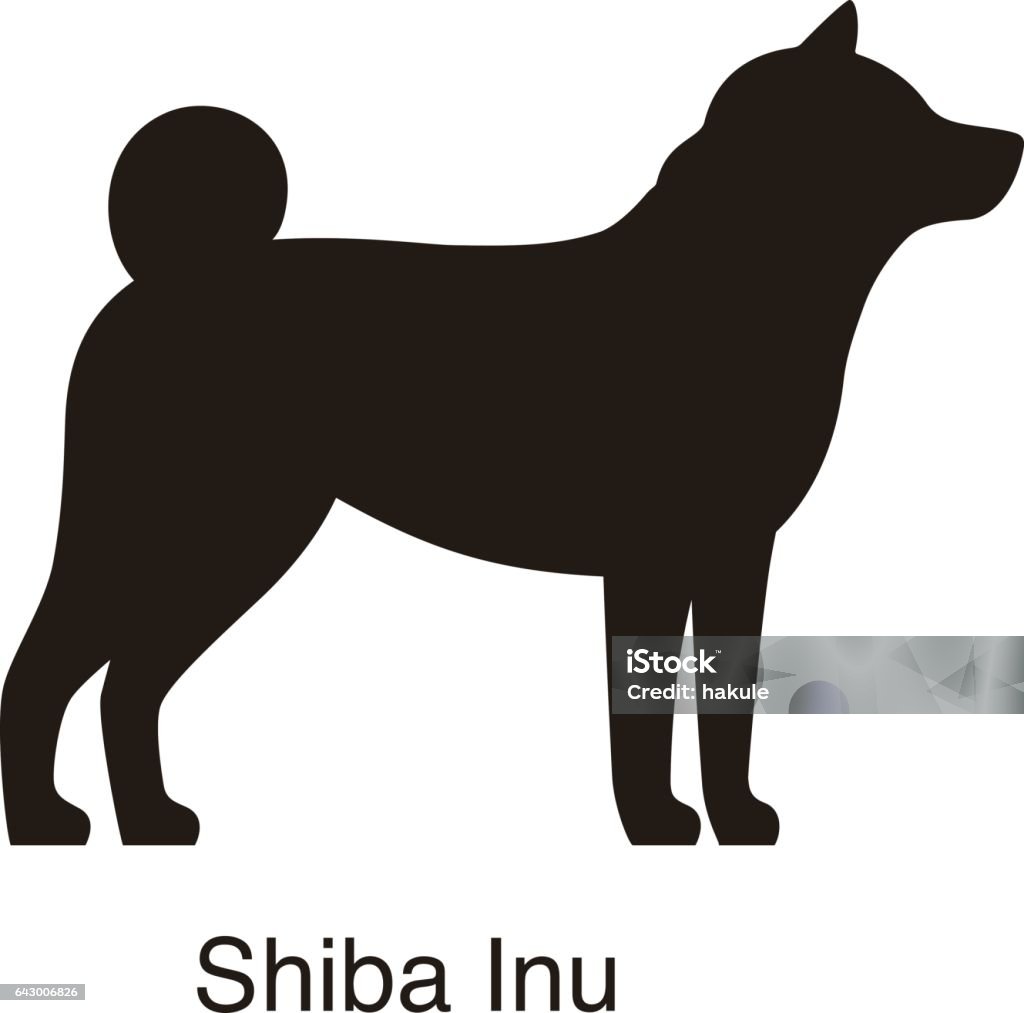 Shiba Inu dog silhouette, side view, vector Shiba Inu stock vector