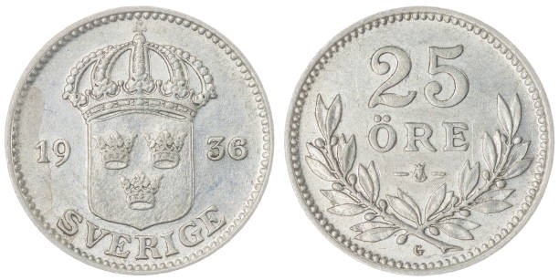 istock 25 ore 1936 coin isolated on white background, Sweden 643009974