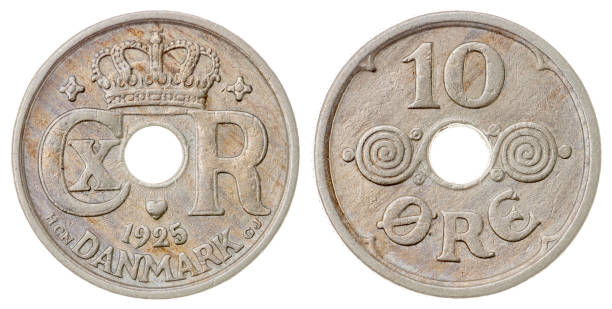 10 ore 1925 coin isolated on white background, Denmark