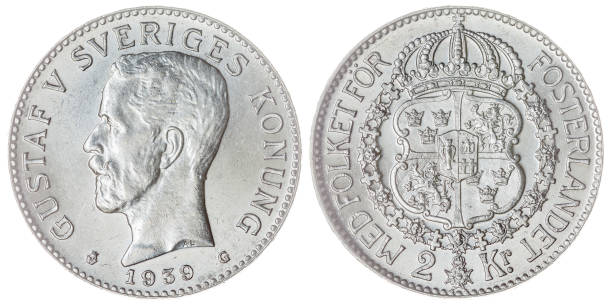 istock 2 krone 1939 coin isolated on white background, Sweden 643009990