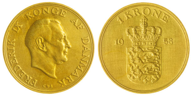istock 1 krone 1958 coin isolated on white background, Denmark 643009992