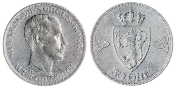 istock 50 ore 1914 coin isolated on white background, Norway 643010002