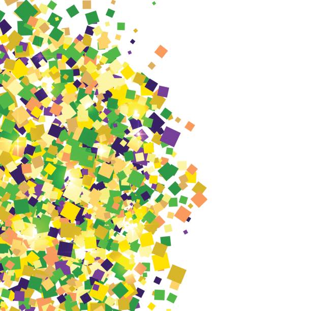 istock Vector Carnival Mardi Gras confetti background in purple, green and yellow. Carnival Party wallpaper 643024670