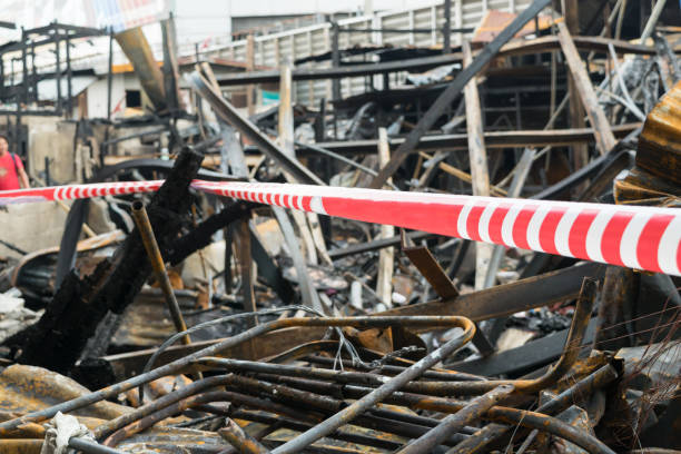 istock Conflagration fire damaged in summer house after blaze 643028954