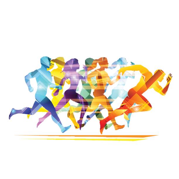 Run people illustration Run people illustration in vector abstract silhouettes stock illustrations