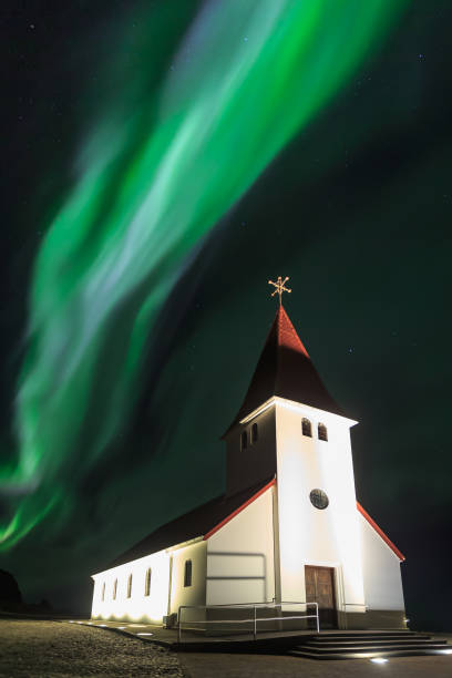 istock The Northern Light aurora over at Vik Church 643036020