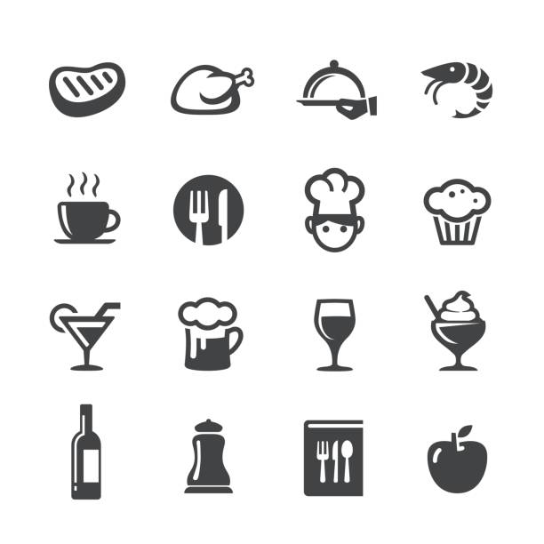 Dining Icons Set - Acme Series Dining Icons pepper cake stock illustrations