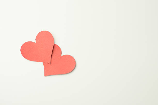 istock Red paper heart on white background 643046206