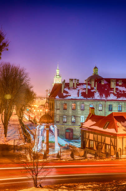 istock Night Lviv cityscape in the winter 643047120