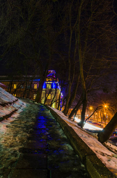 istock Night Lviv cityscape in the winter 643047132