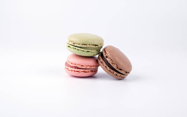 istock Cake macaron isolated on white background, sweet and colorful dessert 643056626