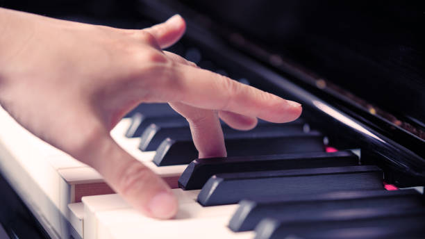 istock Scene of pianist hands from beside angle playing piano 643077136