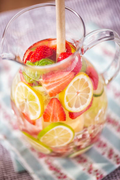 istock Infused Water with Fresh Strawberries, Lime, Lemon and Basil 643090320