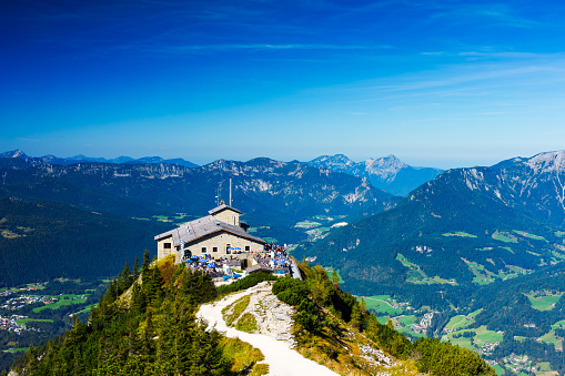 Kehlstein with Kehlsteinhaus, panoramic view over Berchtesgaden, 55MPx