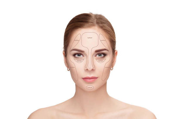 istock Contouring. Make up woman face on white background.  Professiona 643091060