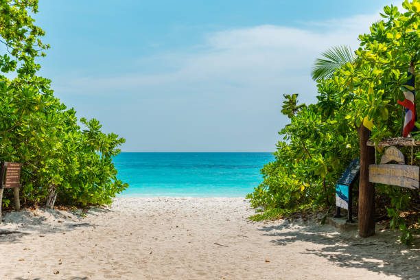 istock Tropical beach Sea Sand sky and summer day 643093874