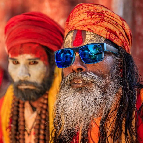 istock Sadhu - indian holymen sitting in the temple 643100236