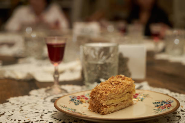 istock Homemade Cake Napoleon on festive table. 643103602