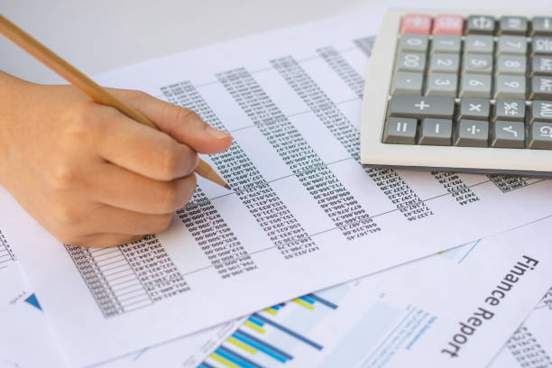 istock Business concept : Financial accounting stock market graphs analysis. 643112468