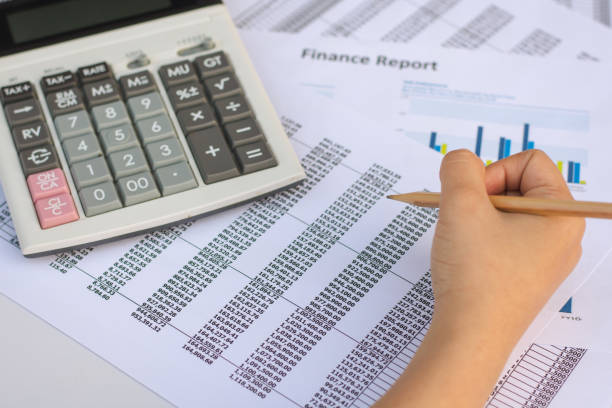 istock Business concept : Financial accounting stock market graphs analysis. 643112752