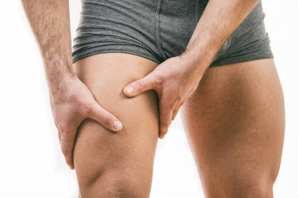 istock Man with knee pain over white background 643112958