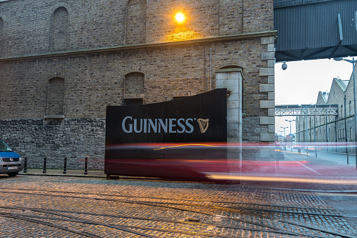 Dublin, Ireland - 17 Jan 2017: Gate to the Guinness Brewery in the St James Gate Area, Dublin