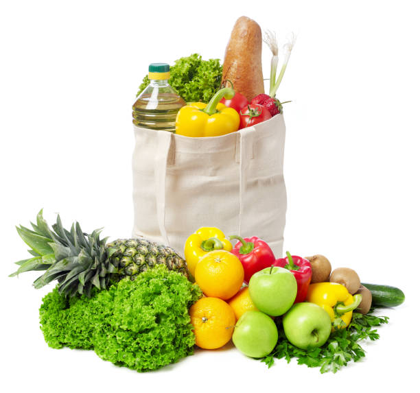 istock Groceries bag, fruits and vegetables 643129696