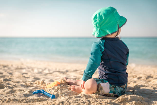 Baby Boy Playing on Tropical Beach, Cayo Coco, Cuba