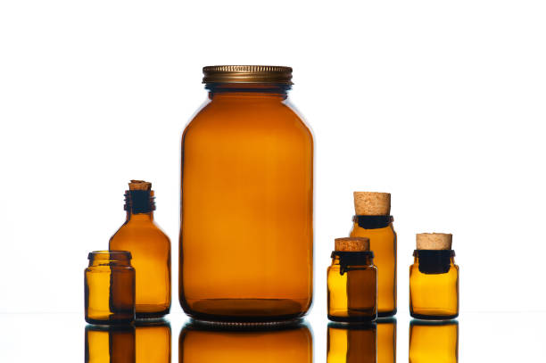 istock Various glass bottles on the white background 643130342