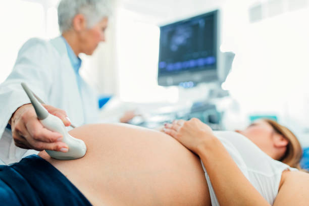 exame de ultra-som em médicos escritório - gynecologist ultrasound human pregnancy gynecological examination - fotografias e filmes do acervo