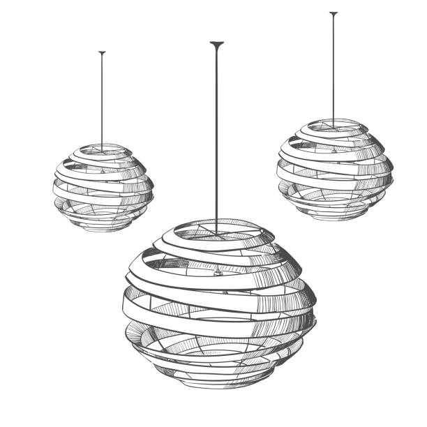 Suspended isolated lamp. Vector illustration of the suspended lamp. ceiling illustrations stock illustrations