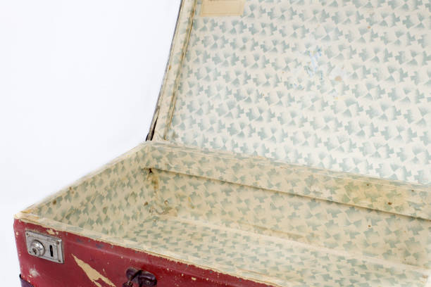 istock Opened vintage suitcase photographed inside. Closeup. 643153988