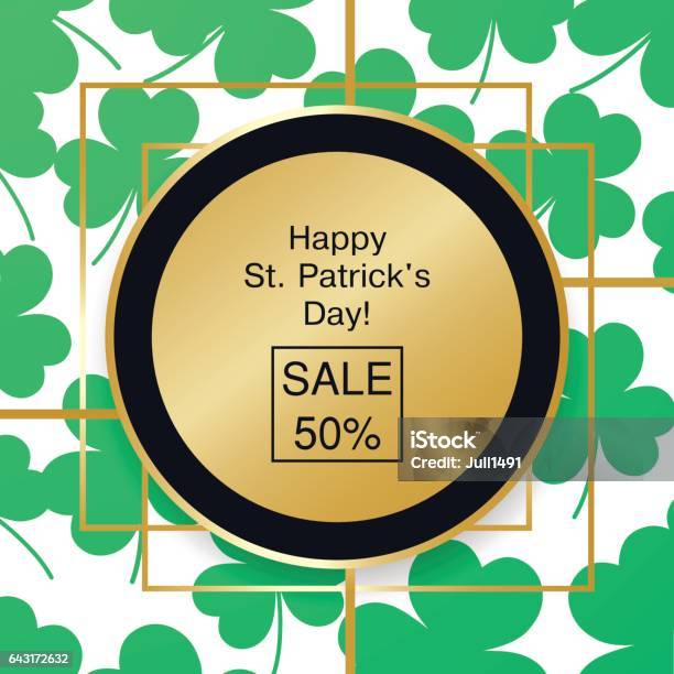 Sale For St Patricks Day Banner Stock Illustration - Download Image Now - Clover, Green Color, Illustration