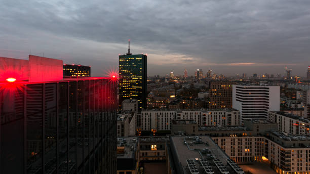 istock View of Warsaw from above at dusk 643175524