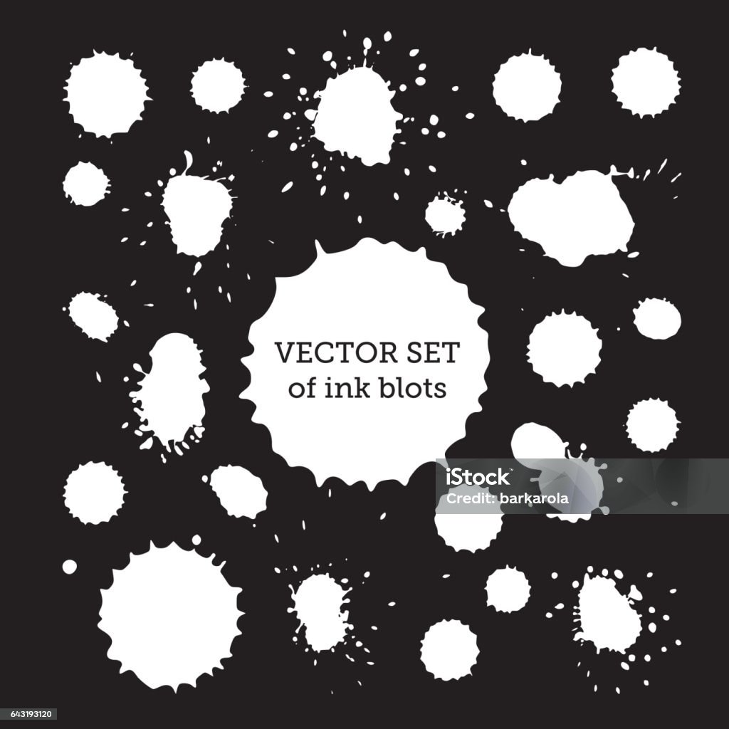 Vector Ink Drops Set With Splashes Stock Illustration - Download Image ...