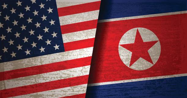istock USA and North Korea Flag with grunge texture background 643199914