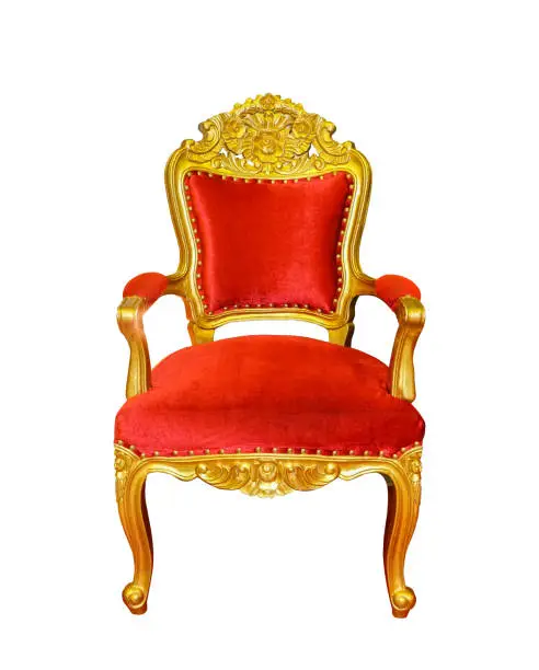 Photo of Red and golden luxury chair