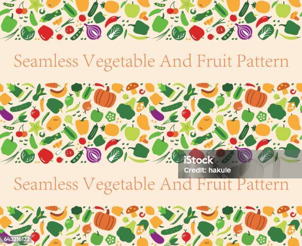 Seamless Pattern Of Vegetables And Fruit Vector Illustration Stock Illustration - Download Image Now