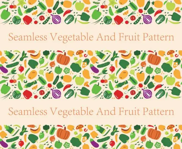 Vector illustration of Seamless pattern of vegetables and fruit. vector illustration