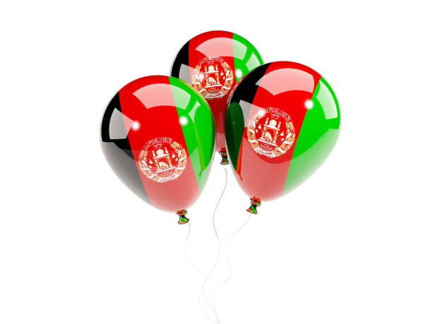 istock Three balloons with flag of afghanistan 643223750