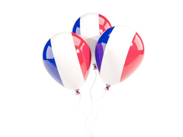 Three balloons with flag of france stock photo