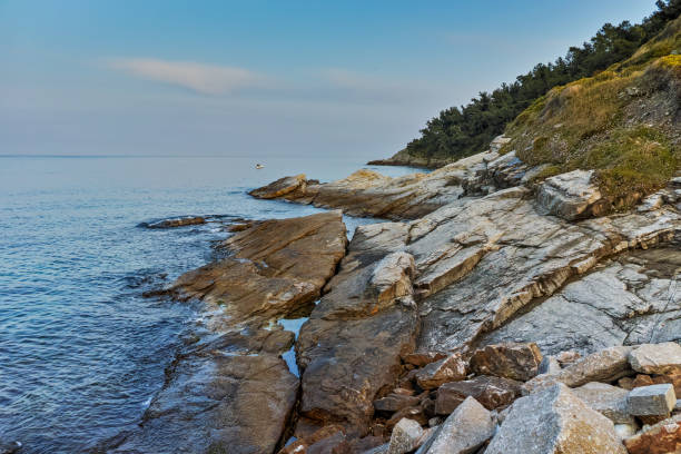 istock Sunset on coastline of Thassos town, Greece 643245242